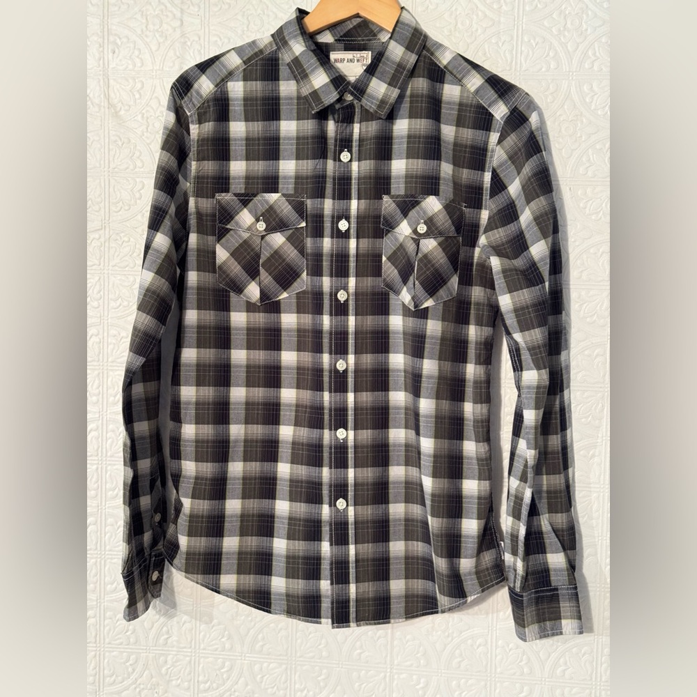 Warp and Weft Black and White Casual Button Down Shirt